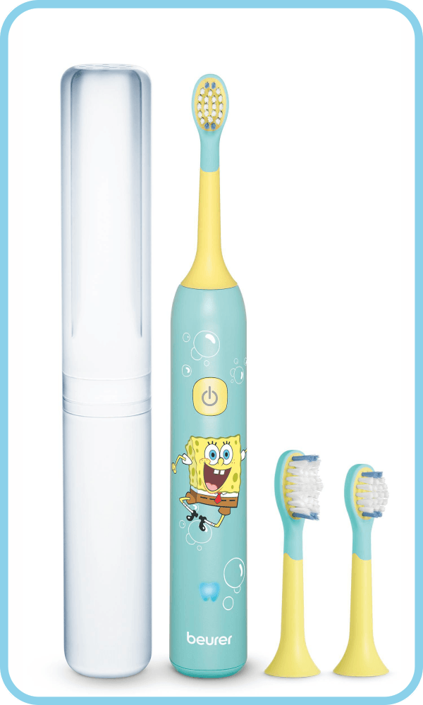 Periuța de dinți sonică pentru copii Beurer SC 11 Aqua Blue cu SpongeBob, cu cutie de călătorie și două capete incluse