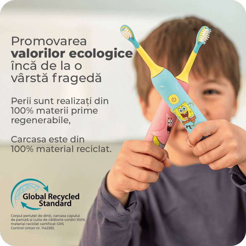 Periuța Beurer SC 11: perii din 100% materii prime regenerabile, carcasă din 100% material reciclat, certificată GRS