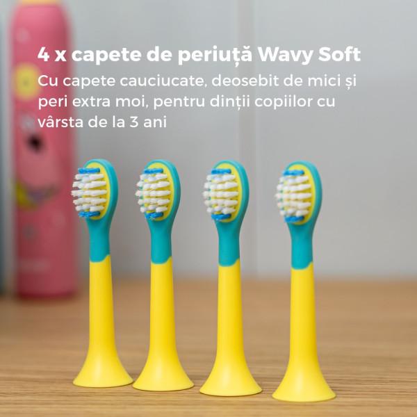 4 x Capete periuta electrica sonica SC 11, Wavy Soft, peri extra-moi, 3-7 ani