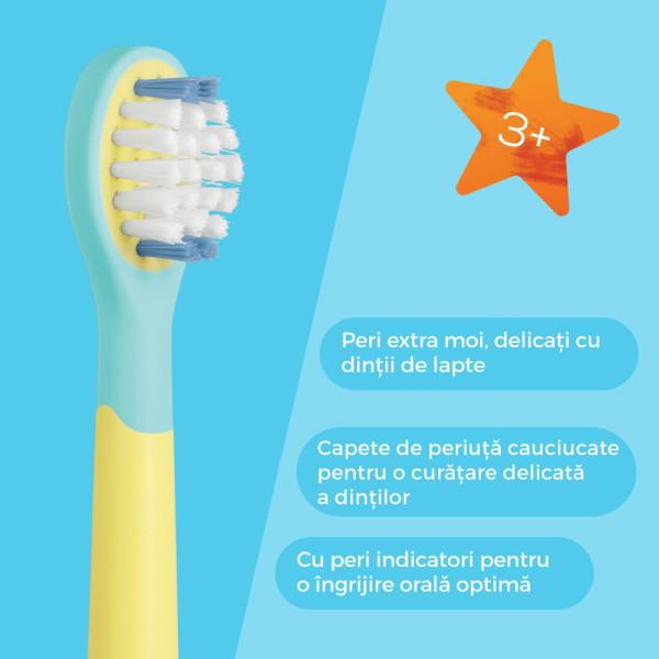 4 x Capete periuta electrica sonica SC 11, Wavy Soft, peri extra-moi, 3-7 ani