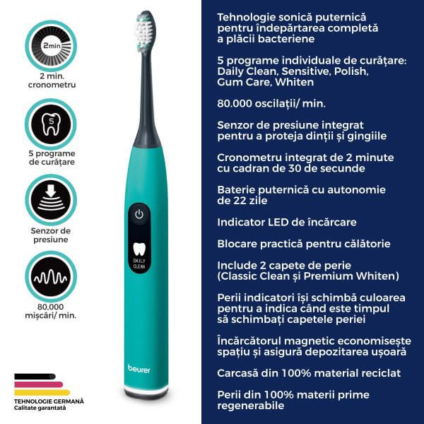 Beurer SC 50 Periuta de dinti electrica sonica Ocean Breeze Green Planet